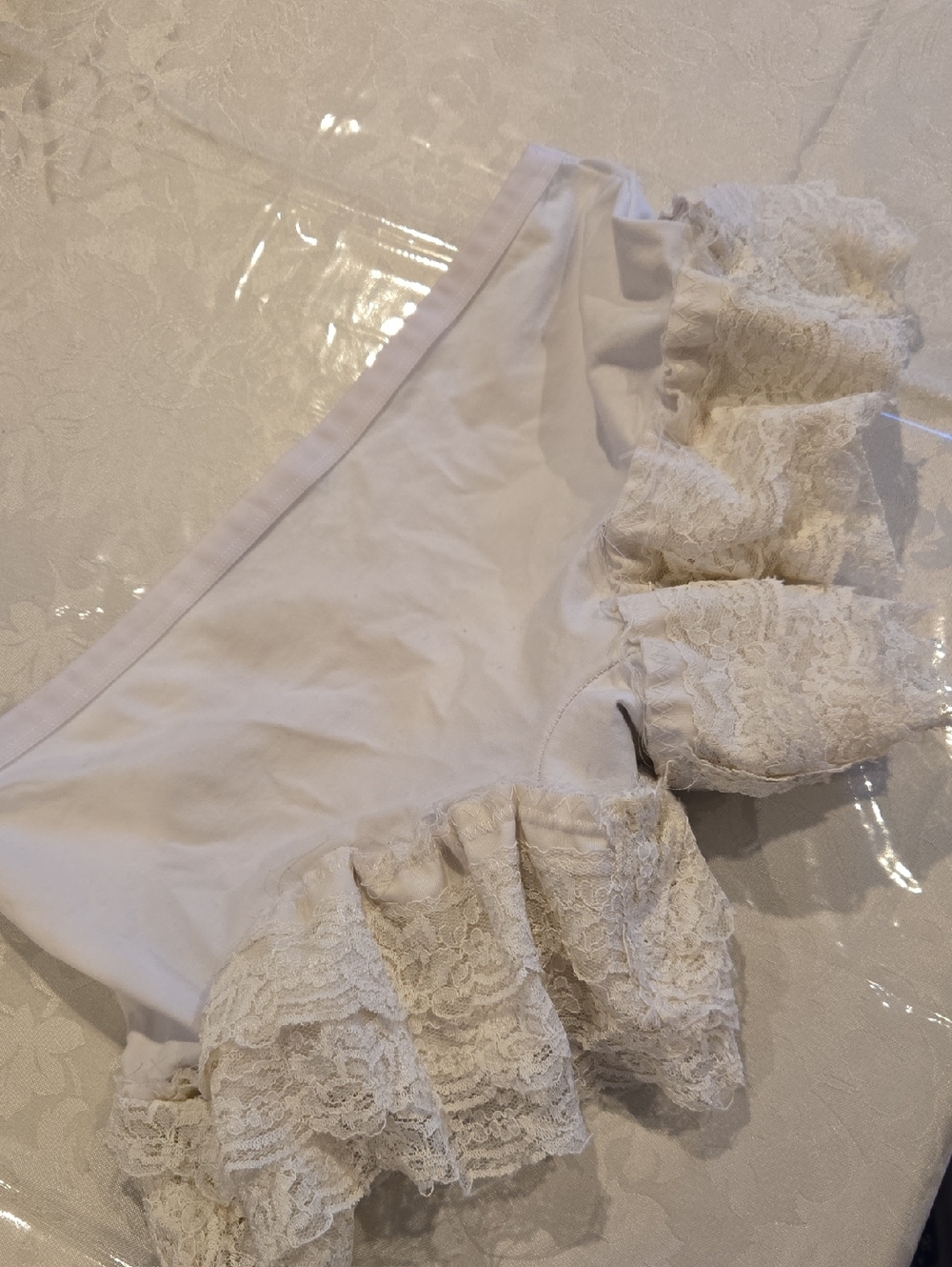 Handmade White Lace Ruffle Boyshorts Bloomers